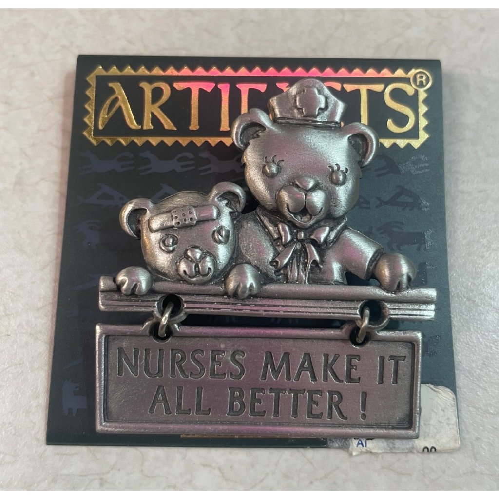 Jonette Jewelry Vintage Nurses Make It Better Pewter Pin Brooch Signed Never Wo 14$
